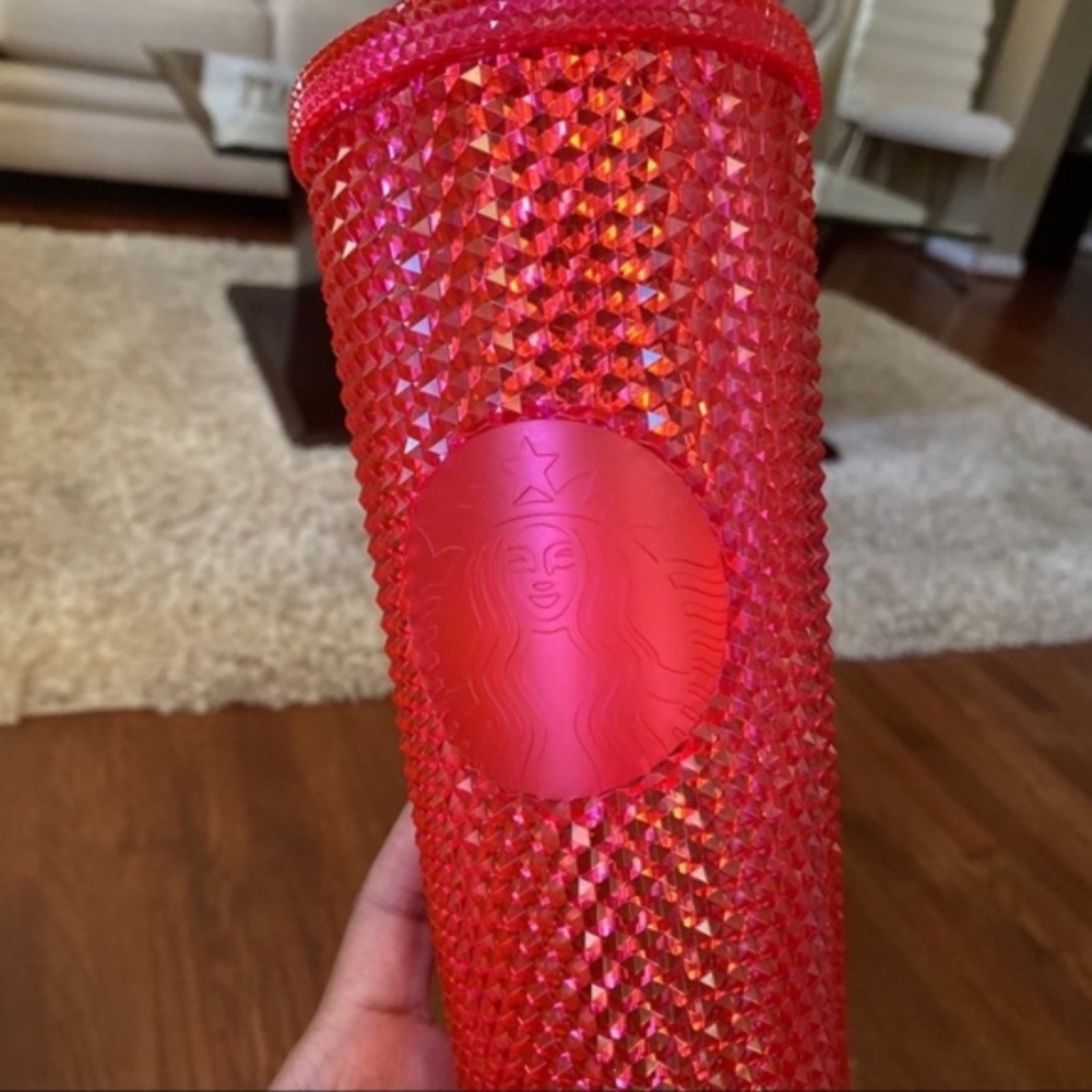 Neon Pink Iridescent Bling Starbucks Tumbler Cup - Picture 3 of 8